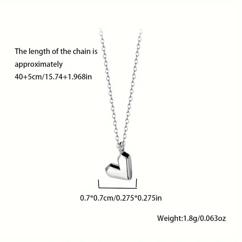 Sterling Silver 925 Minimalist Heart Pendant Necklace