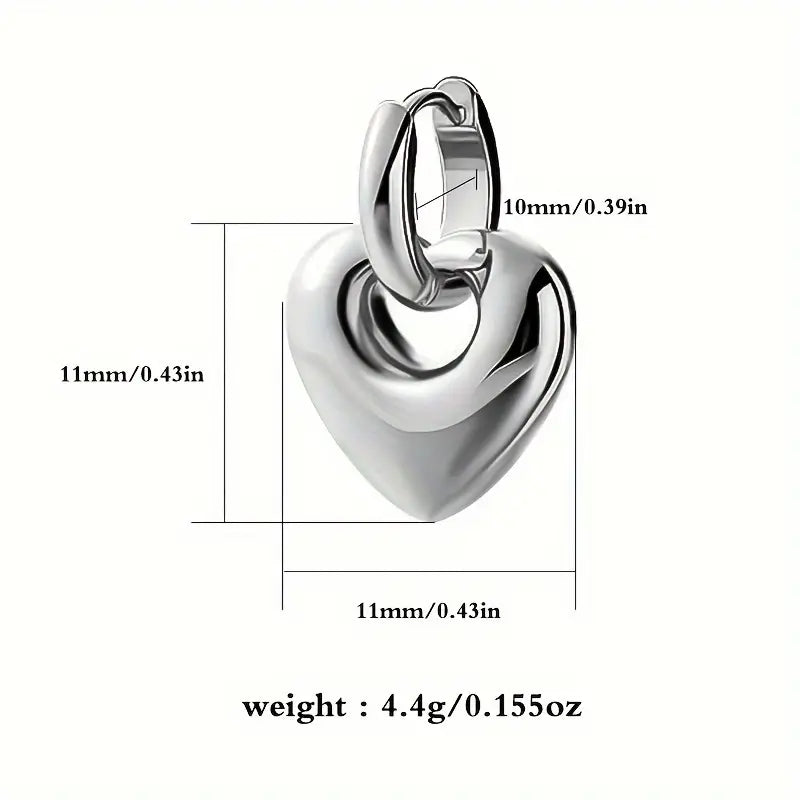 Sterling Silvery Heart-Shaped Dangle Earrings