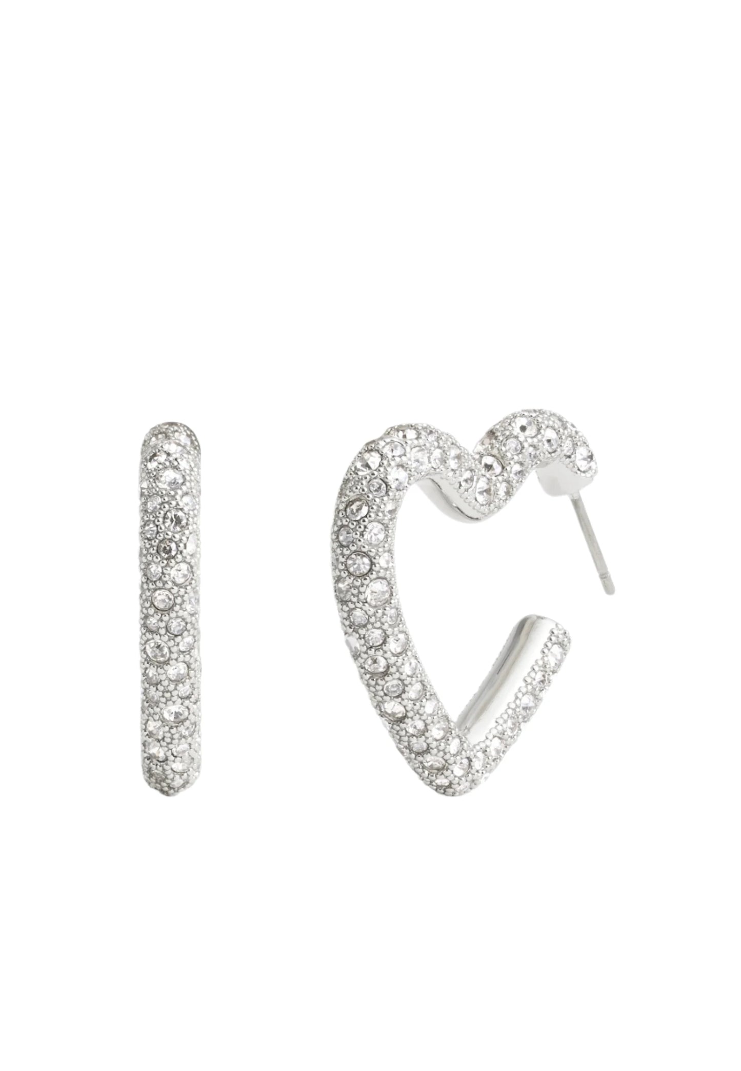 COACH PAVÉ HEART HOOP - Earrings - Silver