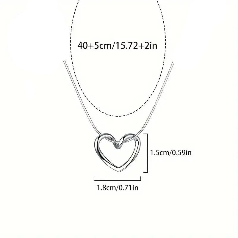 925 Heart Pendant Necklace with Snake Chain