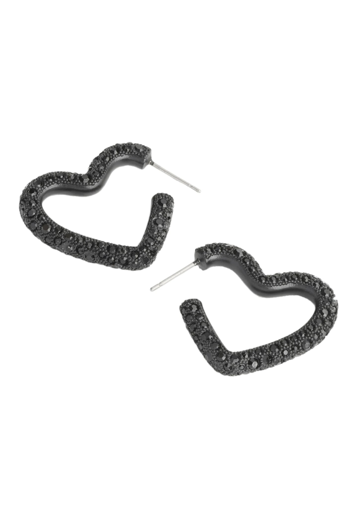 COACH PAVÉ HEART HOOP - Earrings - Black