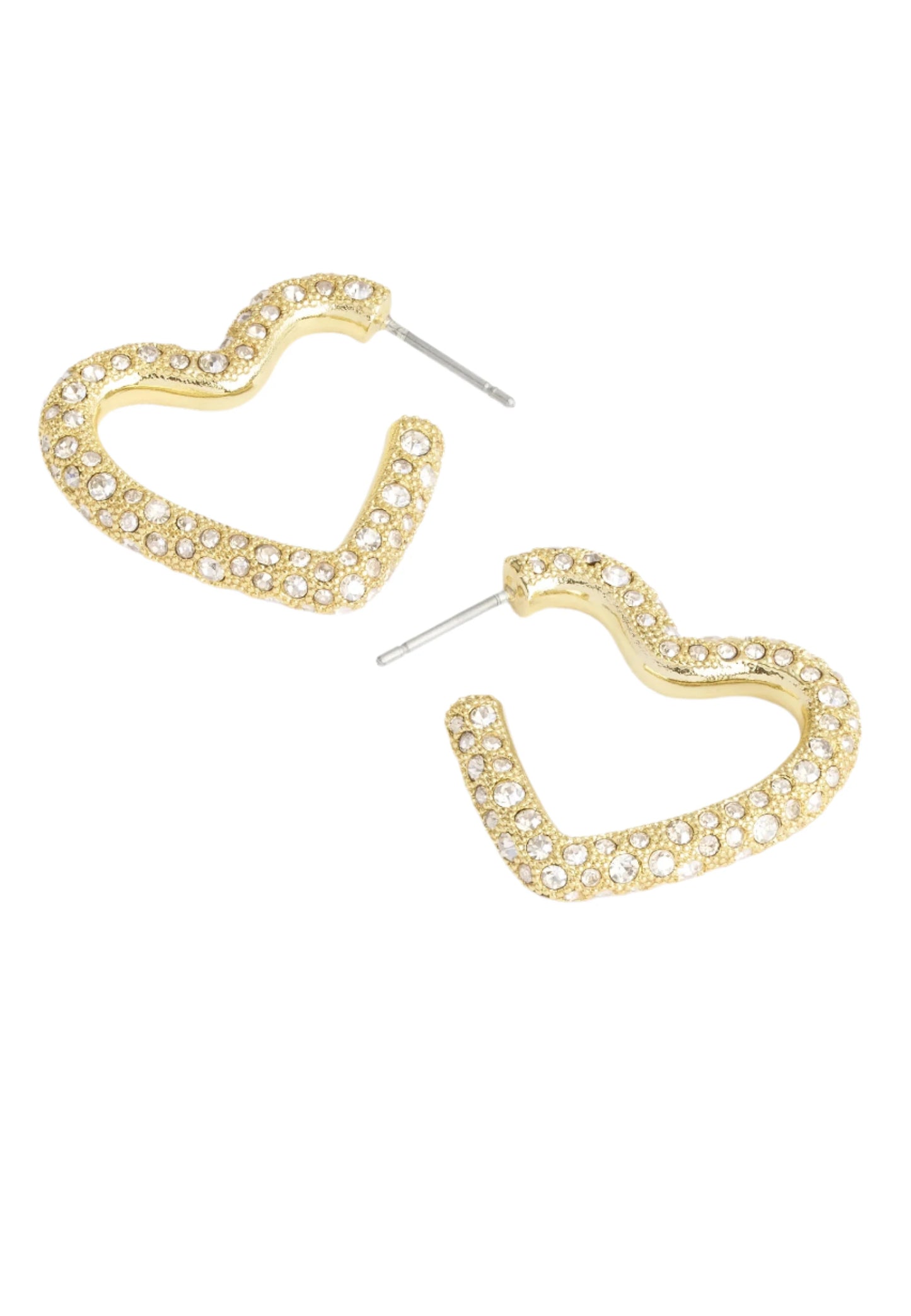 COACH PAVÉ HEART HOOP - Earrings - Gold