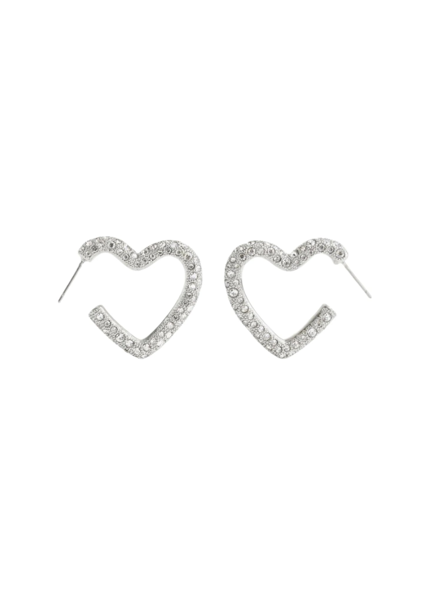 COACH PAVÉ HEART HOOP - Earrings - Silver