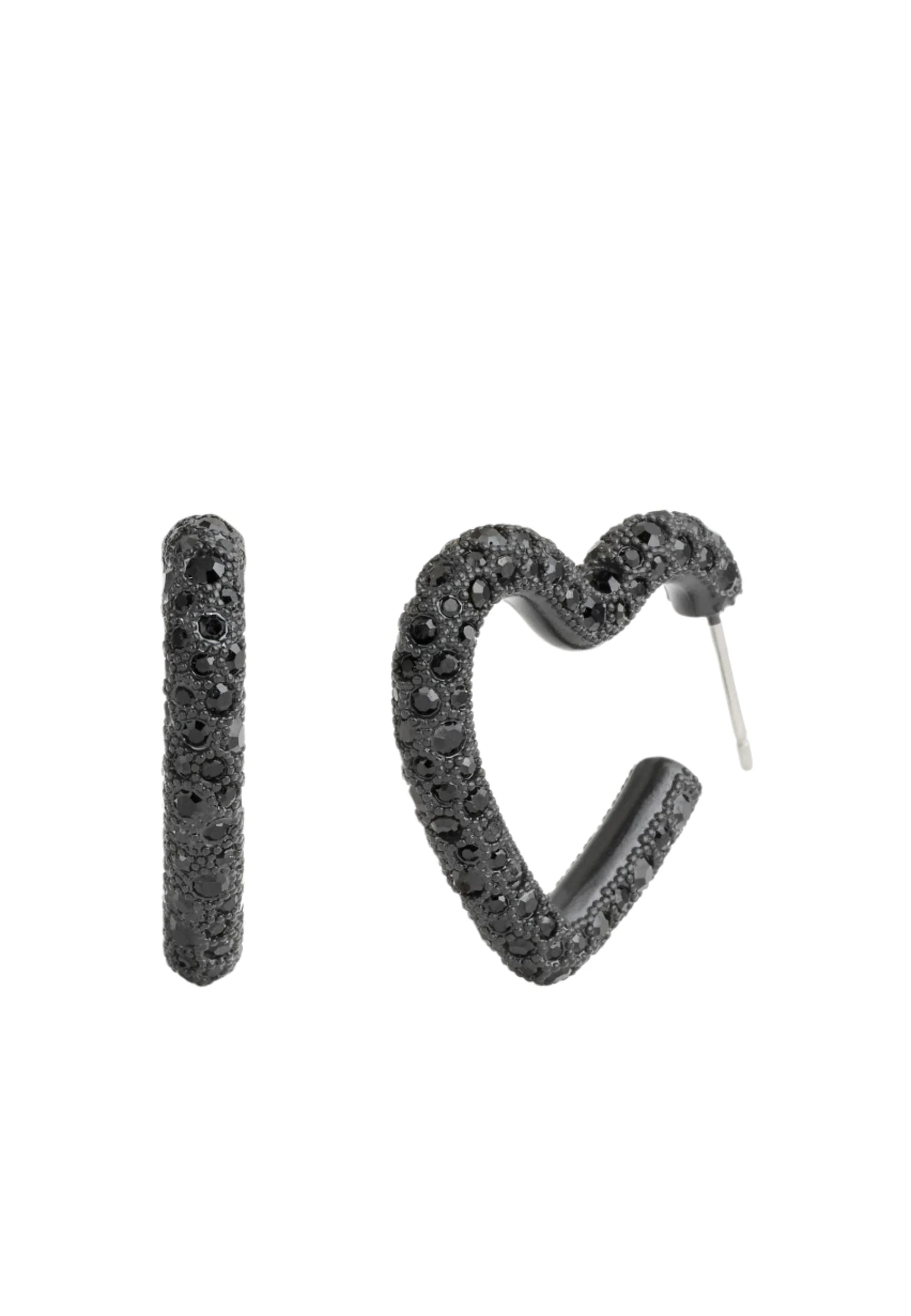 COACH PAVÉ HEART HOOP - Earrings - Black