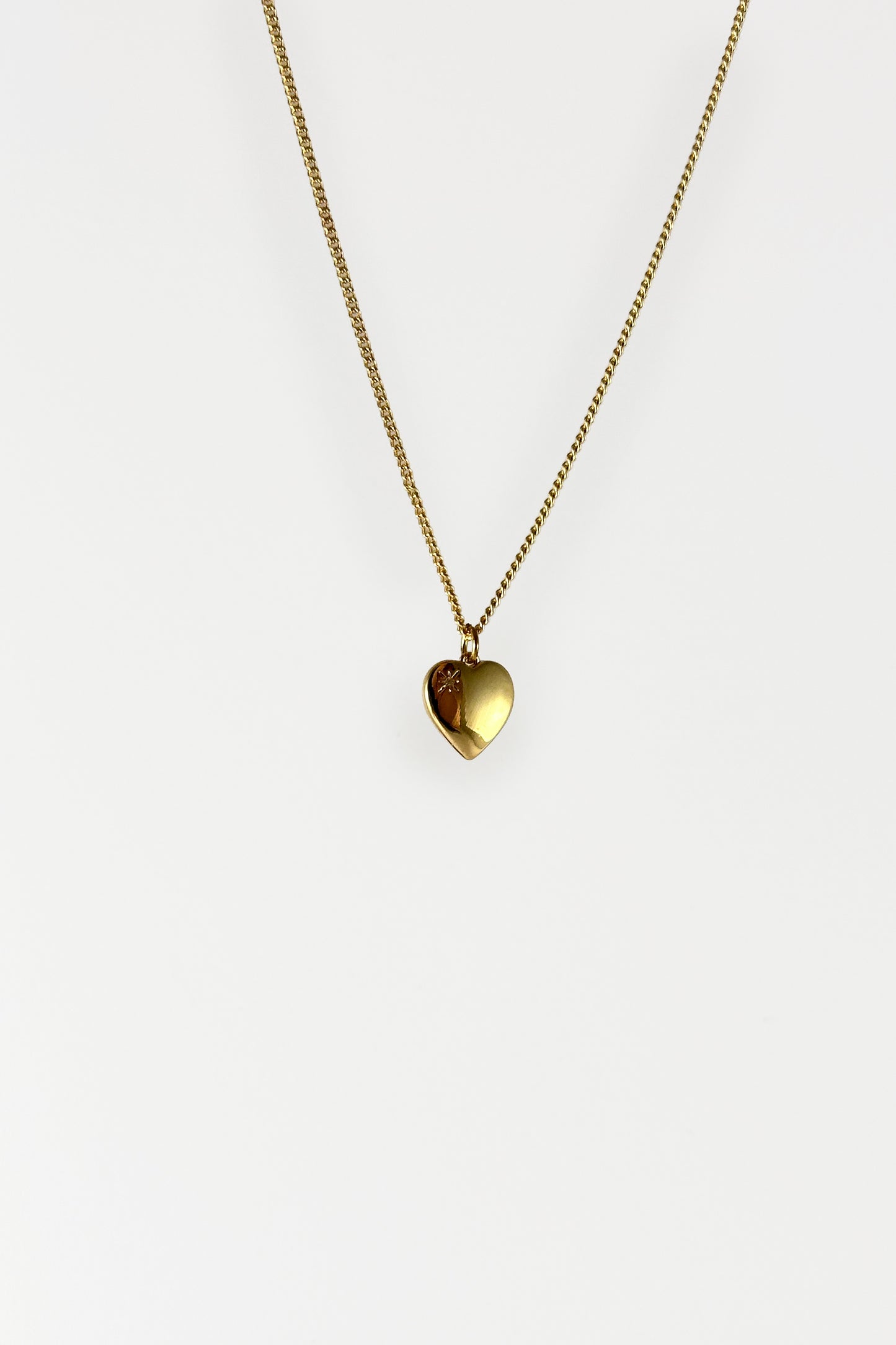 Sterlin silver gold plated heart Necklace with tiny lab diamond