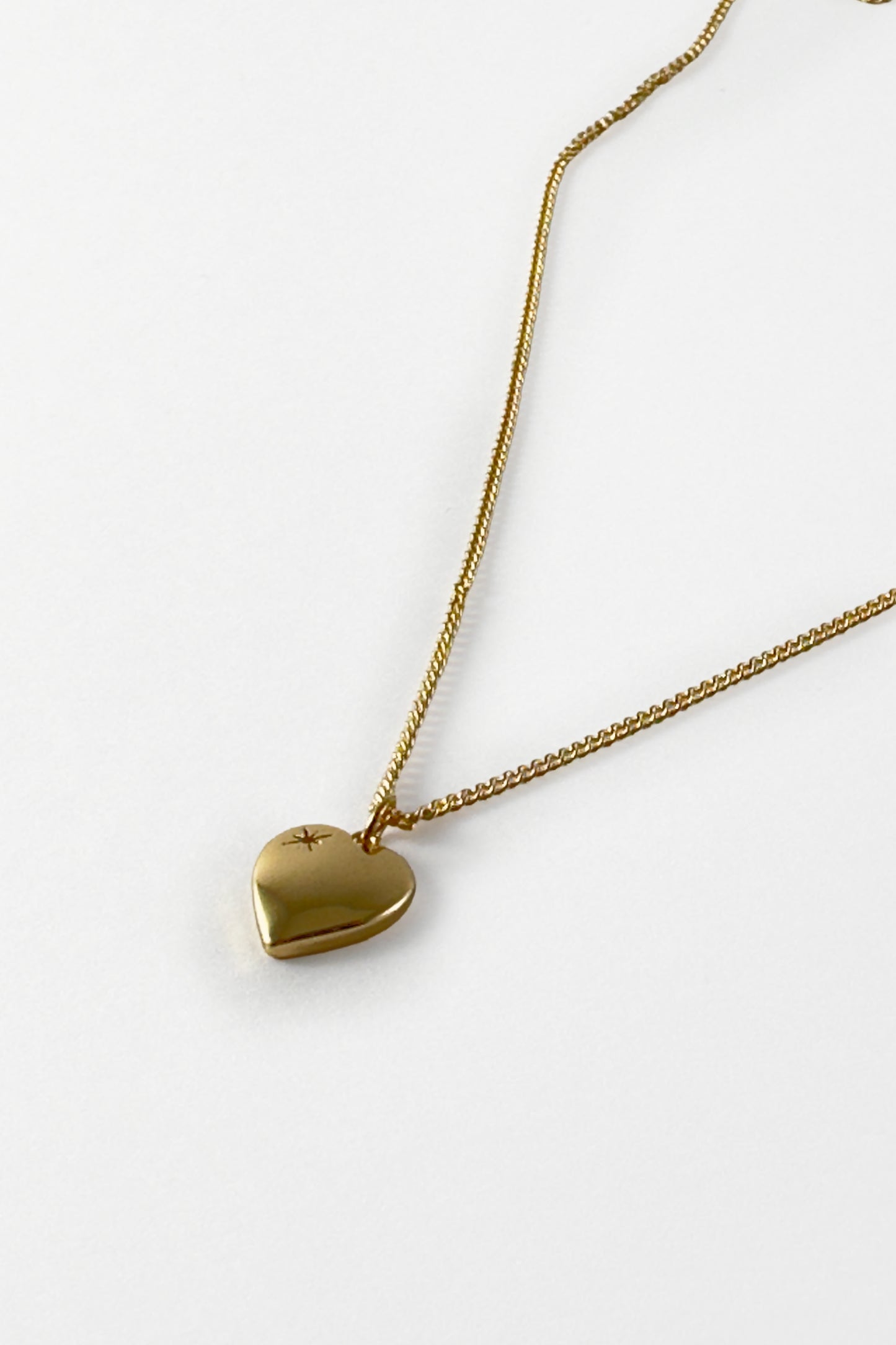 Sterlin silver gold plated heart Necklace with tiny lab diamond