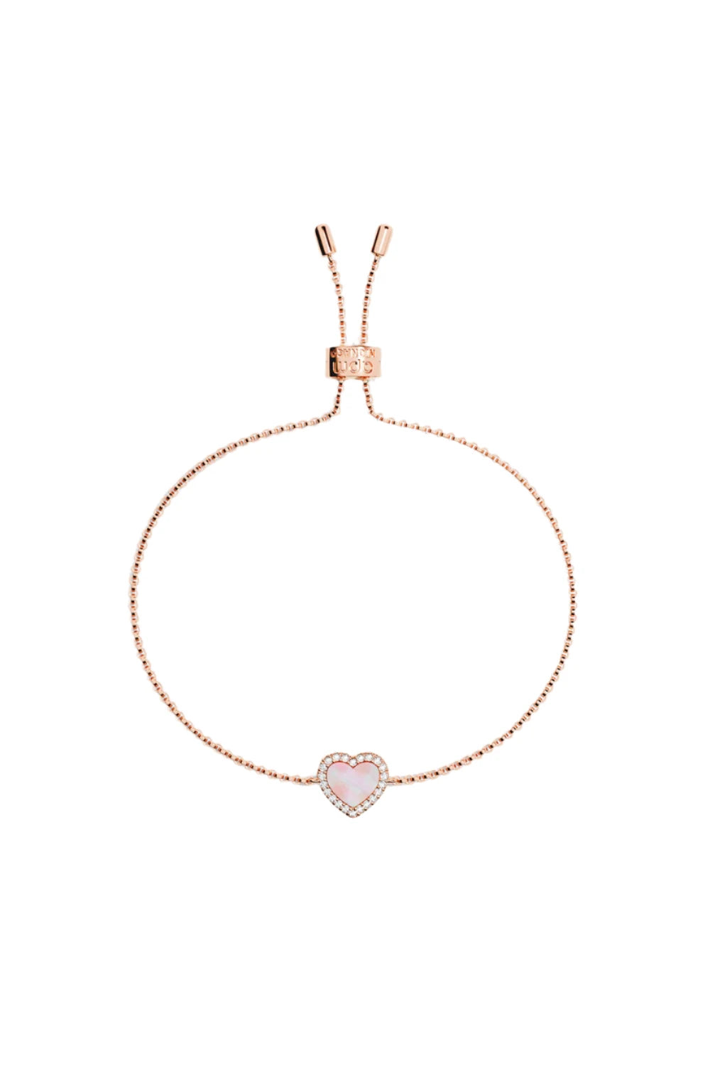 Pink Nacre Heart Adjustable Bracelet  18K Rose Gold Plated