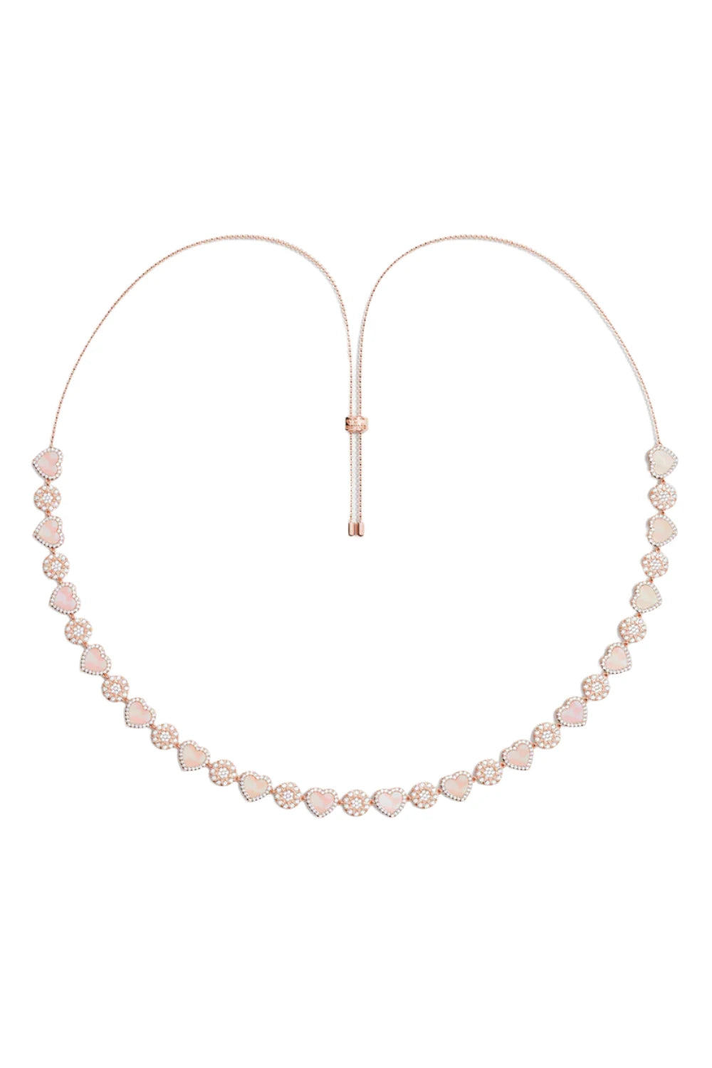 APM Monaco Pink Nacre Heart & Dot Adjustable Necklace