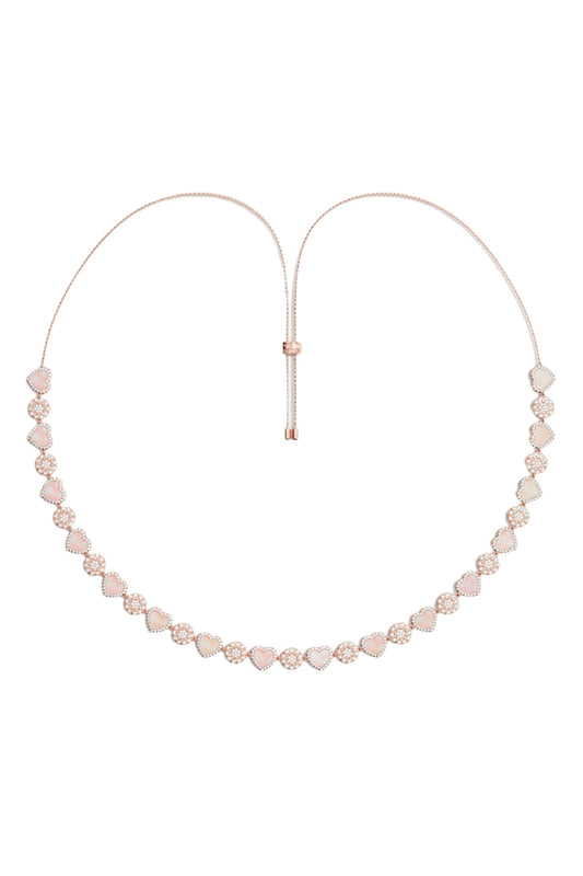 APM Monaco Pink Nacre Heart & Dot Adjustable Necklace