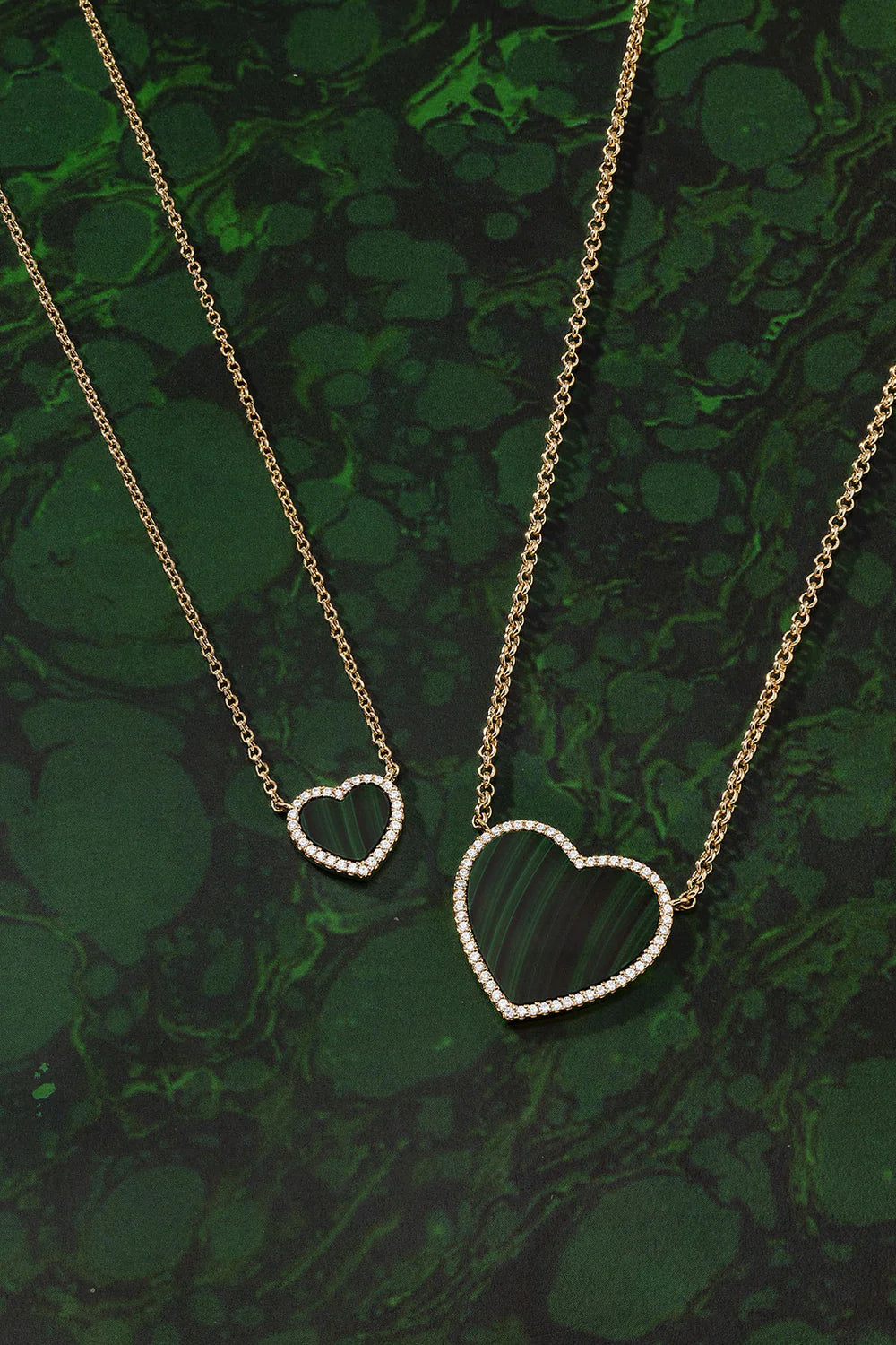 APM Monaco -Malachite Midium Heart Necklace 18k Yellow Gold Plated