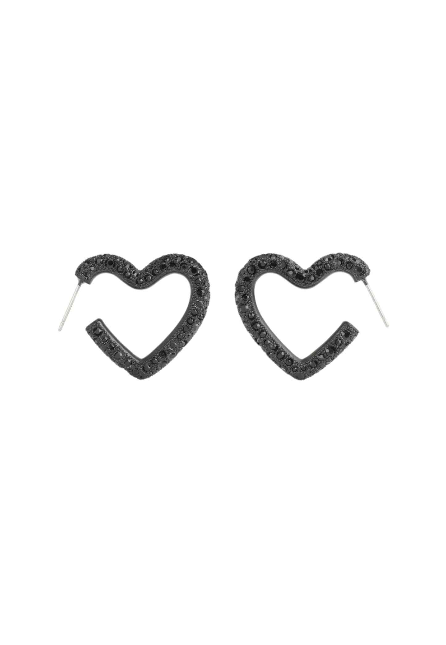 COACH PAVÉ HEART HOOP - Earrings - Black