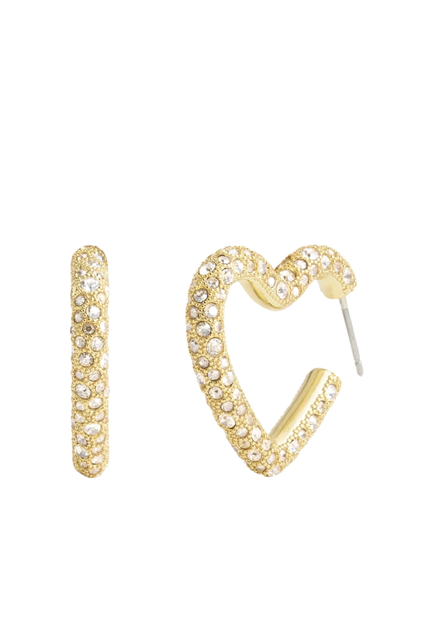 COACH PAVÉ HEART HOOP - Earrings - Gold