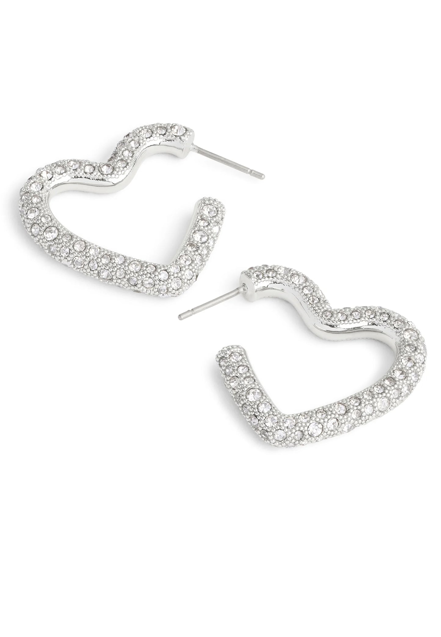 COACH PAVÉ HEART HOOP - Earrings - Silver