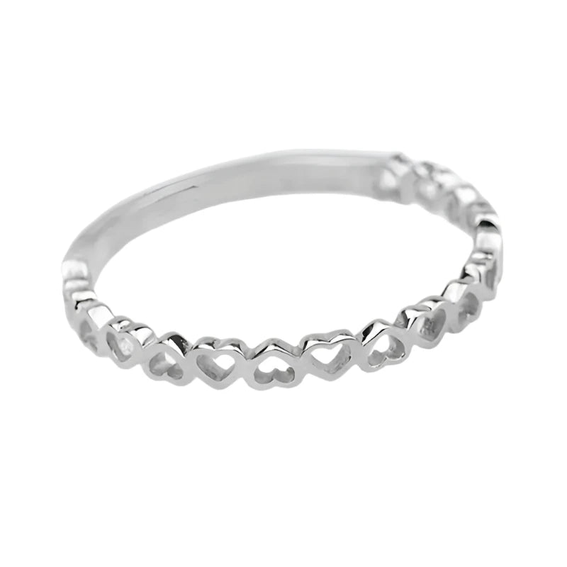 Sterling Silver 925 Heart Chain Ring