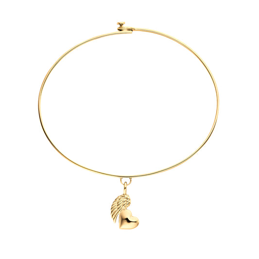 Engelsrufer Bangle With Heart Wing Pendant - silver925 / gold color