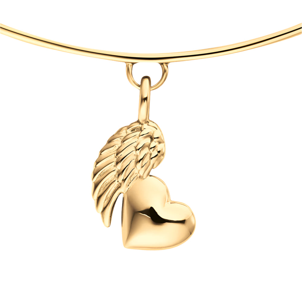 Engelsrufer Bangle With Heart Wing Pendant - silver925 / gold color