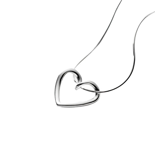 925 Heart Pendant Necklace with Snake Chain